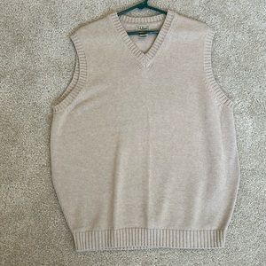 LLBean men’s cream colored sweater vest